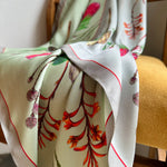 Load image into Gallery viewer, Reversible botanic silk scarf - Cape Fynbos (sage &amp; silver)
