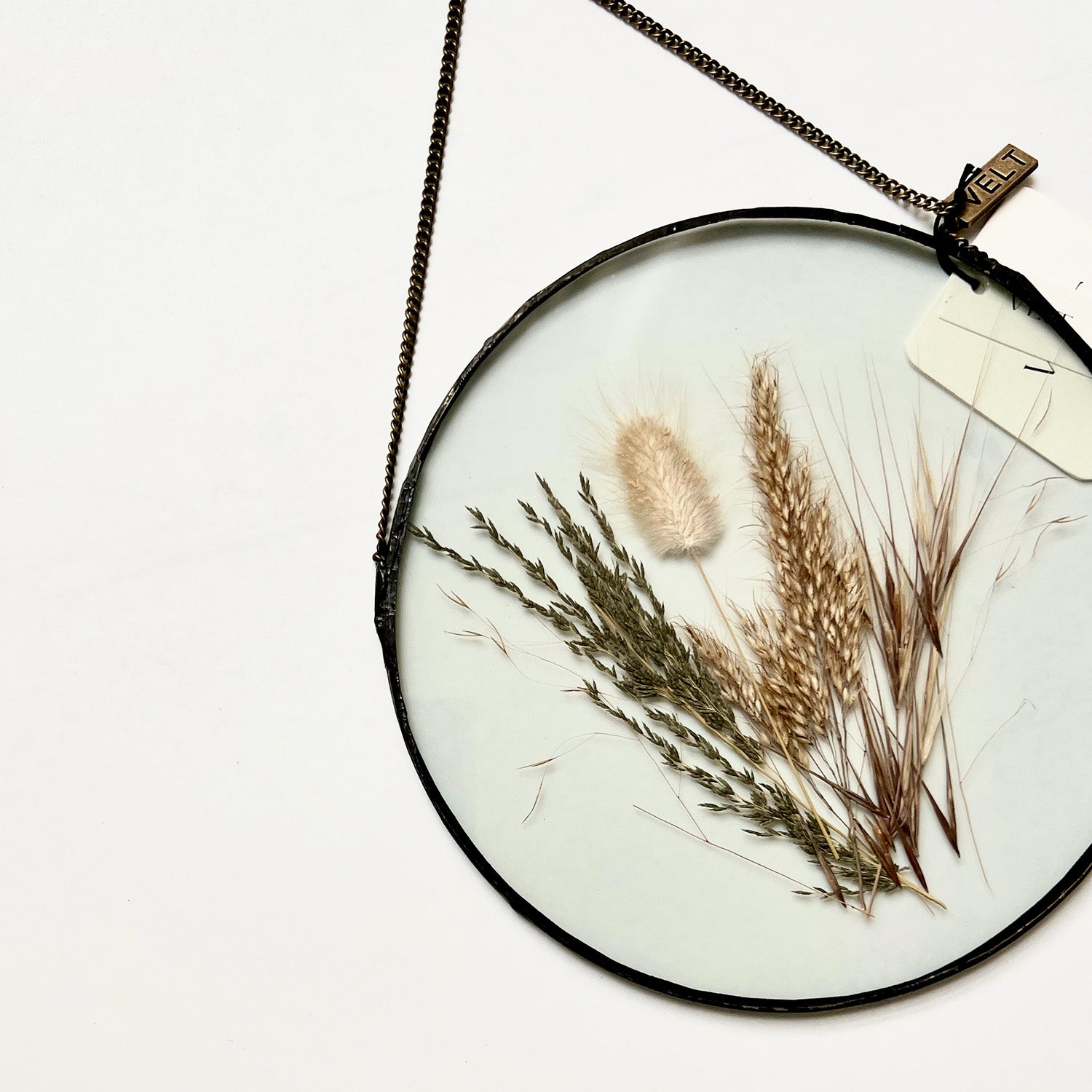 Glass botanical wall hanging - large round