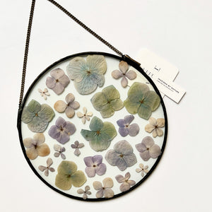 Glass botanical wall hanging - large round