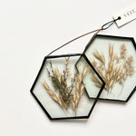 Load image into Gallery viewer, Glass botanical wall hanging - hexagon
