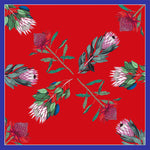 Load image into Gallery viewer, Reversible botanic silk scarf - Protea Flora (scarlet &amp; royal)
