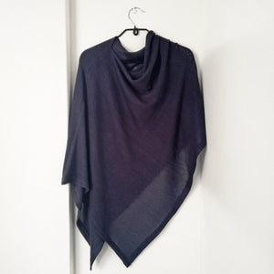 Knitwear - Bamboo Cotton Poncho (Navy Blue)