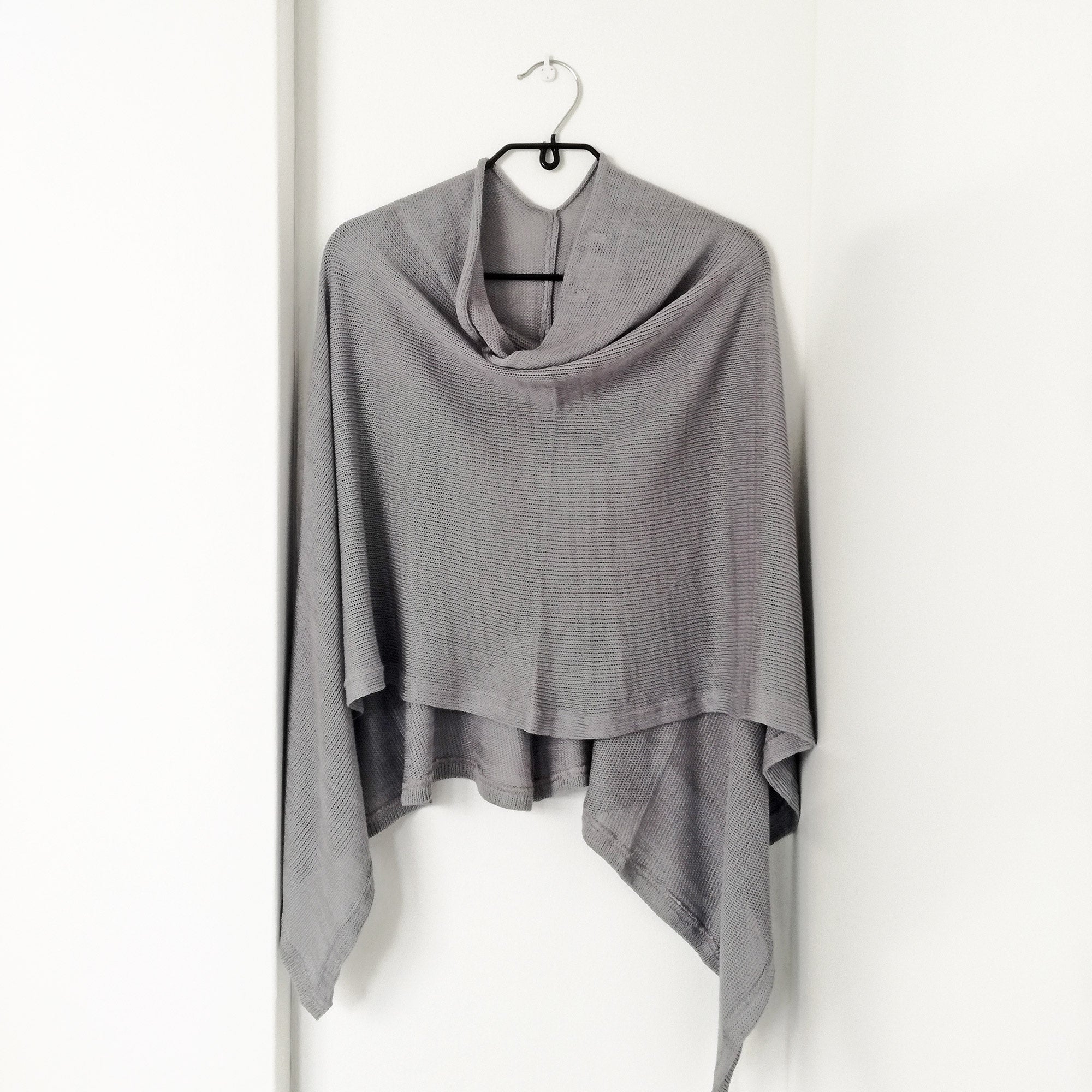 Knitwear - Bamboo Cotton Poncho (Pencil Grey)