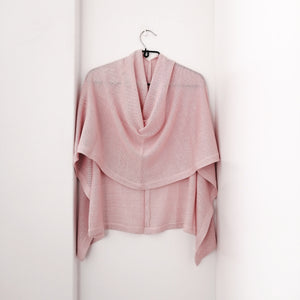 Knitwear - Bamboo Cotton Poncho (Salmon Pink)