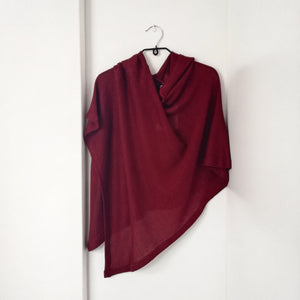 Knitwear - Bamboo Cotton Poncho (Wine Red)