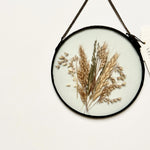 Load image into Gallery viewer, Glass botanical wall hanging - small round
