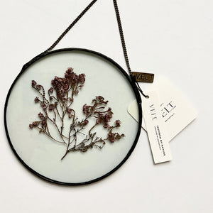 Glass botanical wall hanging - small round