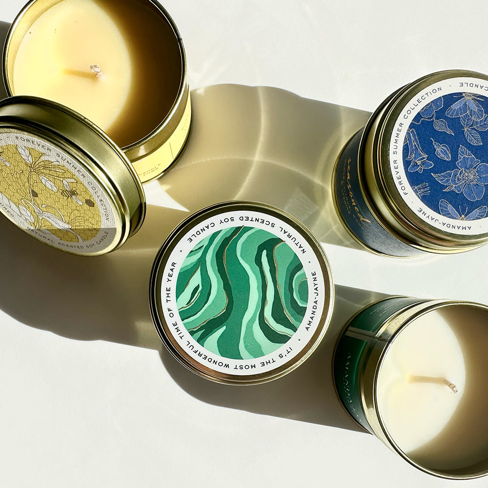 Amanda Jayne gold tin travel candle