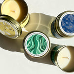 Load image into Gallery viewer, Amanda Jayne gold tin travel candle
