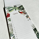Load image into Gallery viewer, Floral and bird-themed planner with a calendar on a white background
