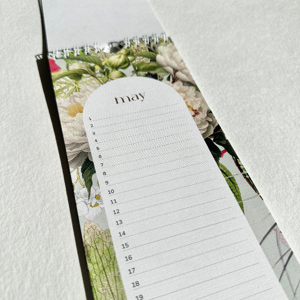 Floral calendar with a to-do list for May on a white background