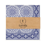 Load image into Gallery viewer, Tavola napkins packaging with blue and white pattern and brown cardboard
