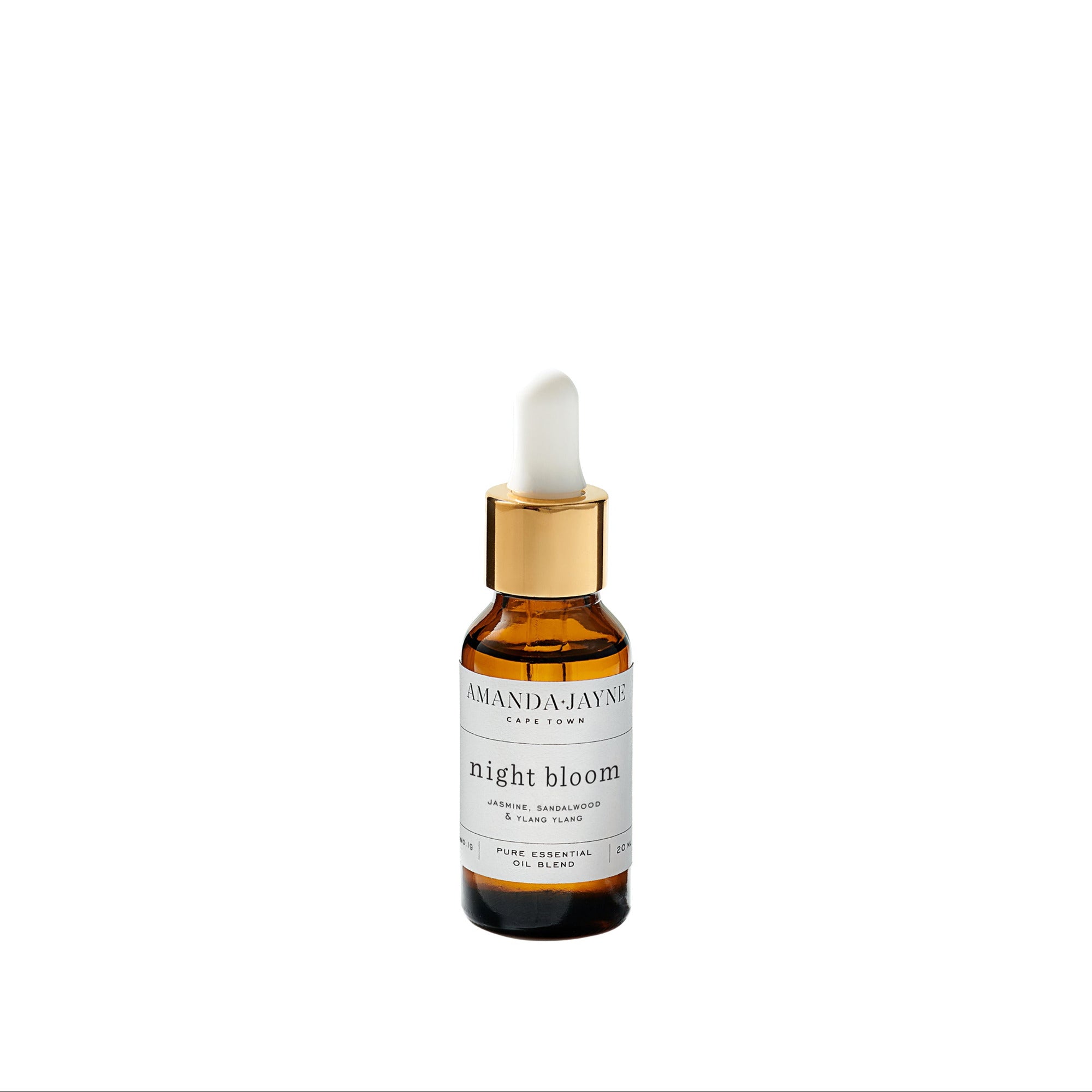 Amanda Jayne night bloom dropper bottle on a white background