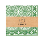 Load image into Gallery viewer, Packaging of Tavola napkins with green geometric patterns on a white background
