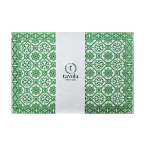 Green patterned placemat with Tavola logo on a white background