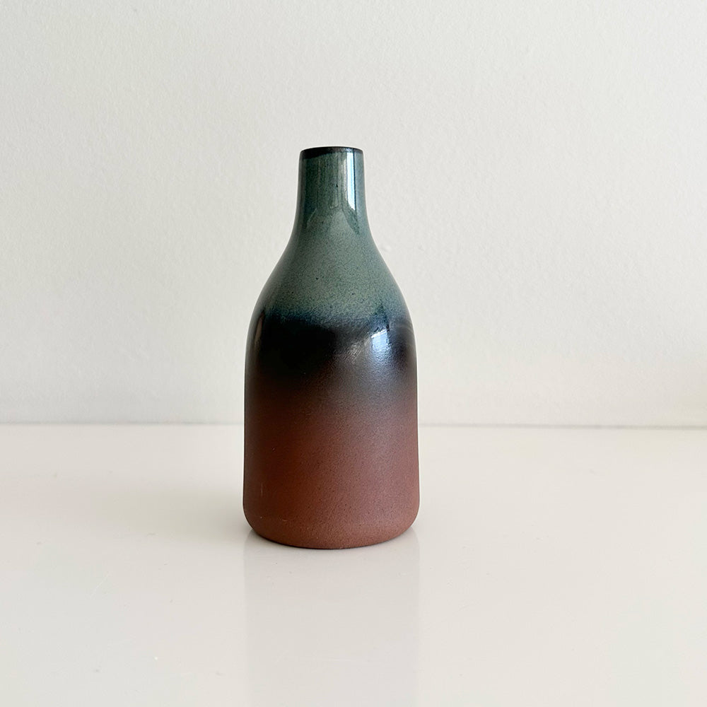 Gradient bottle-shaped vase on a white background