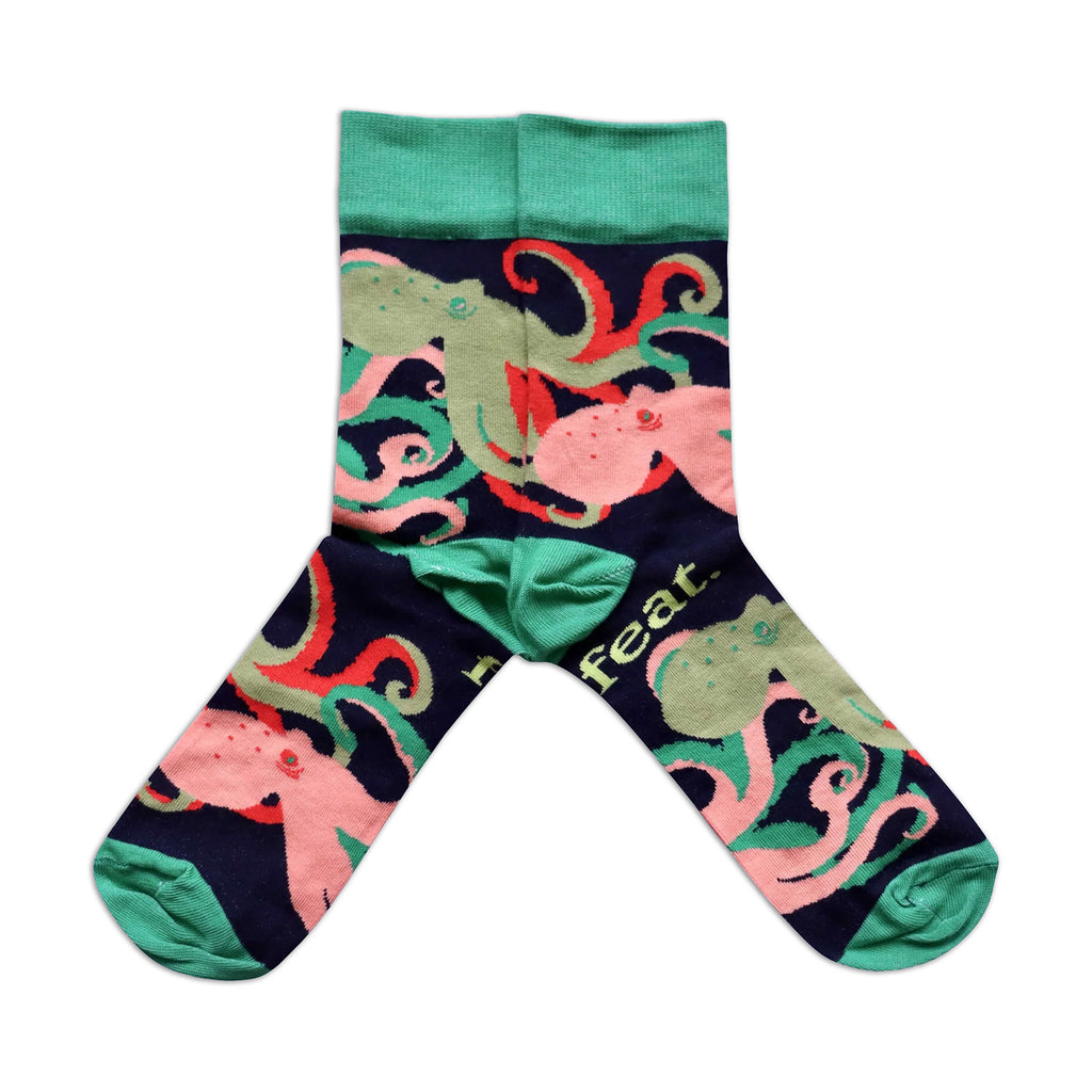 Colorful socks with octopus design on a white background
