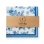 Load image into Gallery viewer, Packaged blue floral napkins with a Tavola label on a white background
