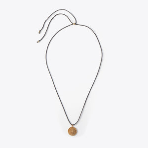 Necklace with a bronze pendant on a white background