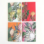 Load image into Gallery viewer, Four floral cards with different color schemes on a white background

