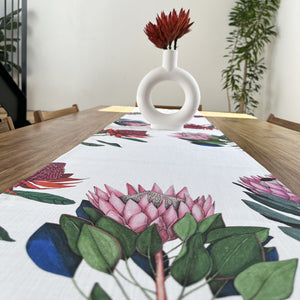 Table Runner - White Protea Flora