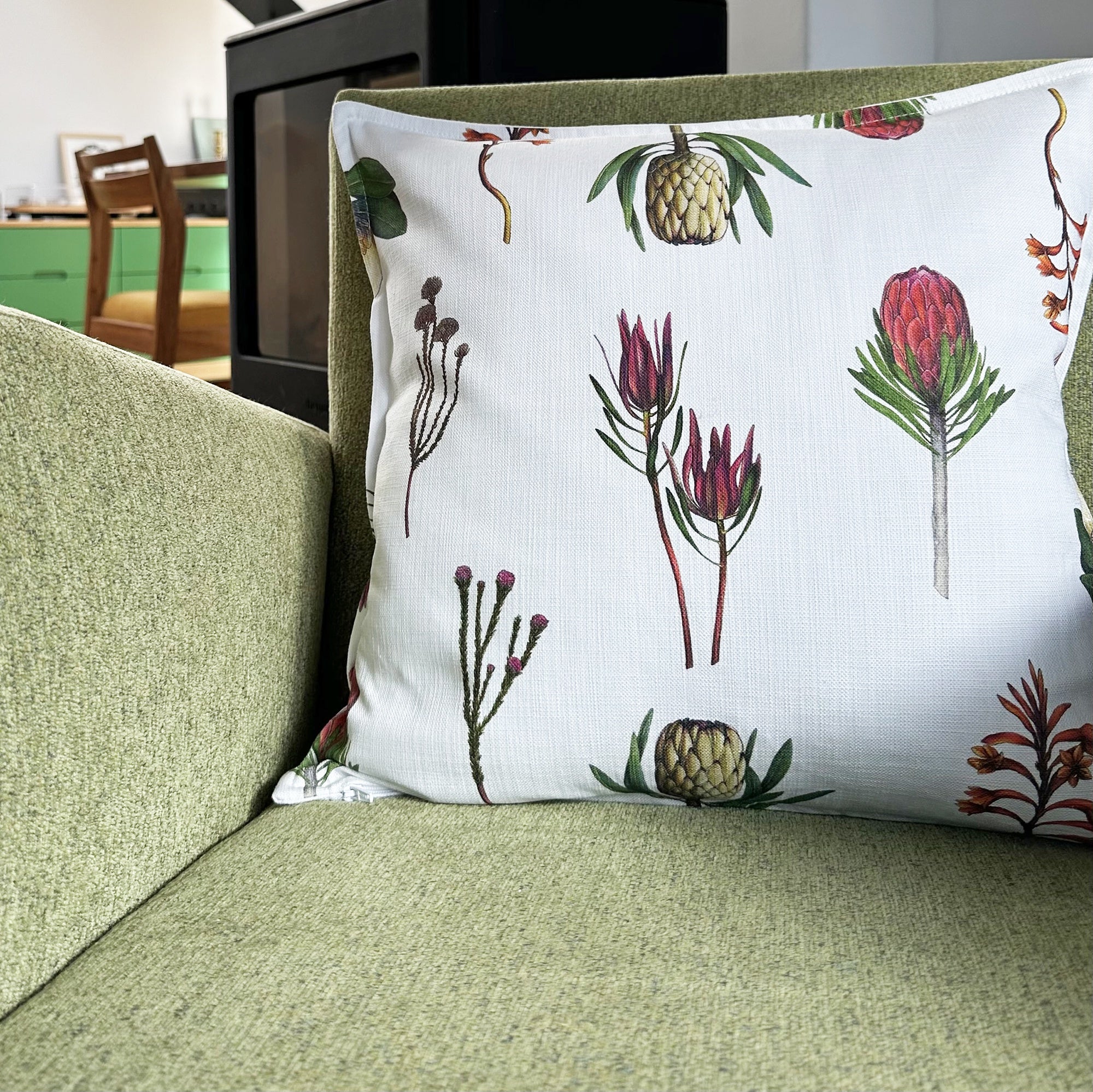 50x50cm cushion cover - White Cape Fynbos (all over print)