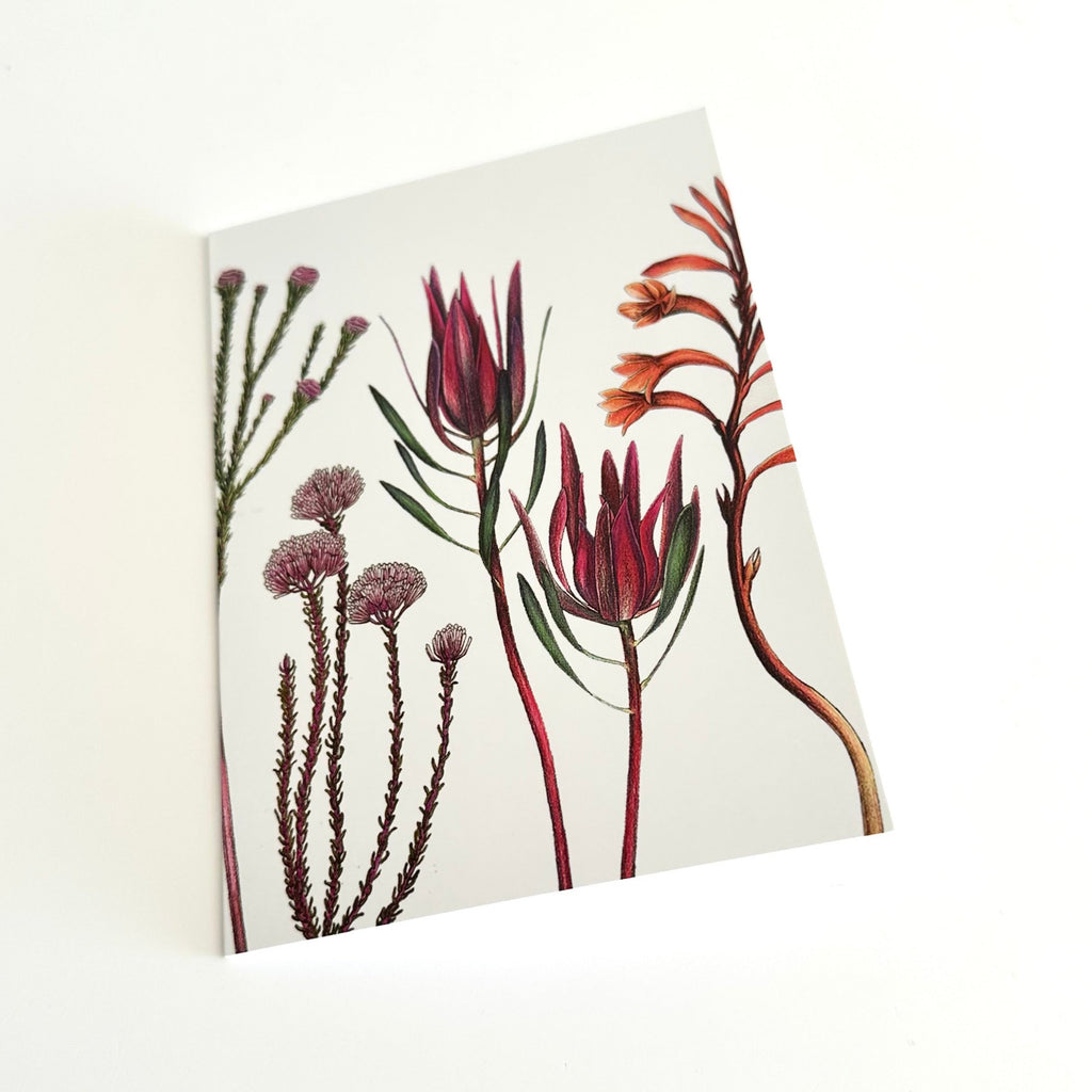 A6 greeting card with a floral design on a white background