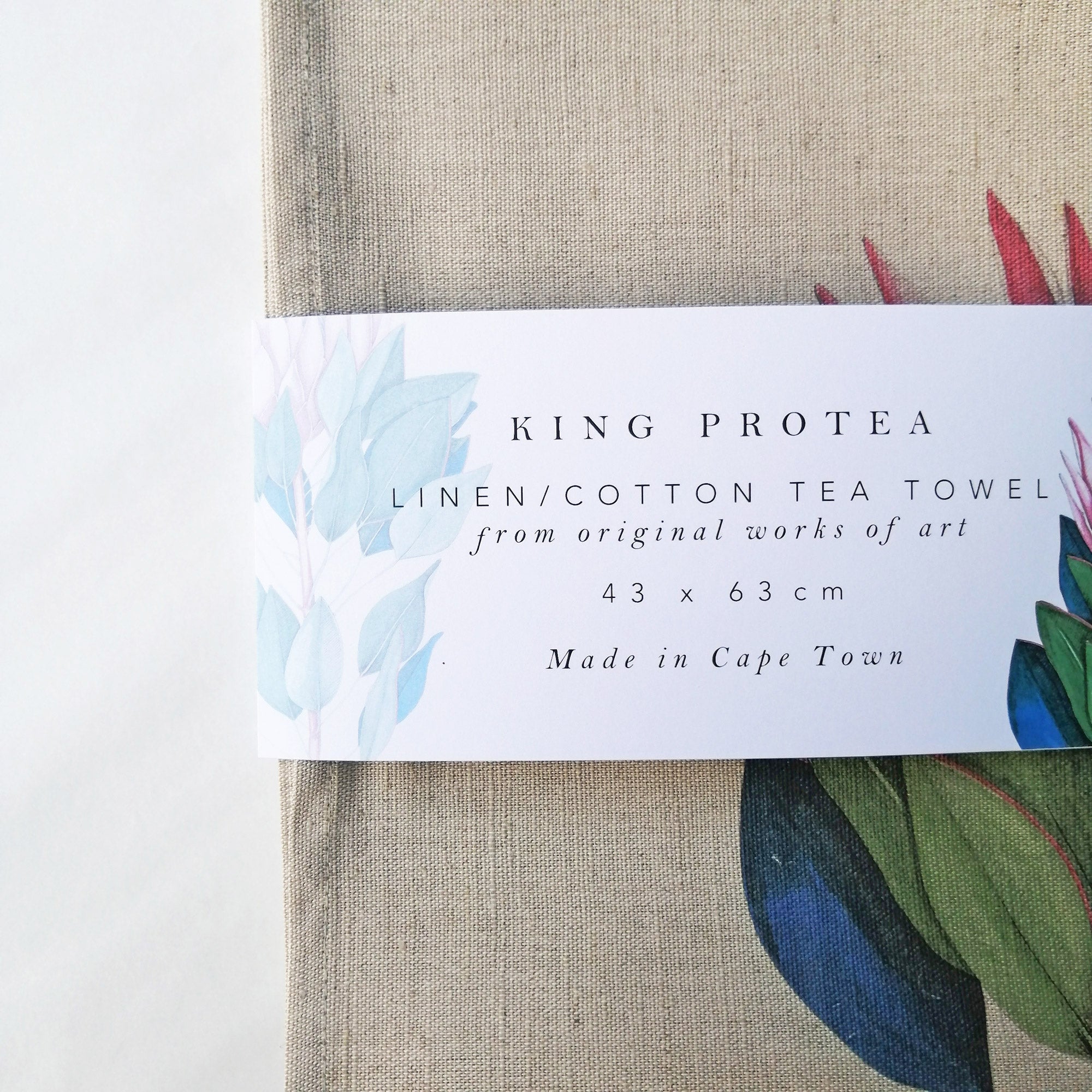 100% linen tea towel - King Protea