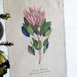 100% linen tea towel - King Protea
